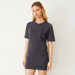 MONROW Cotton Mesh Raglan Dress FADEDBLACK Cheap